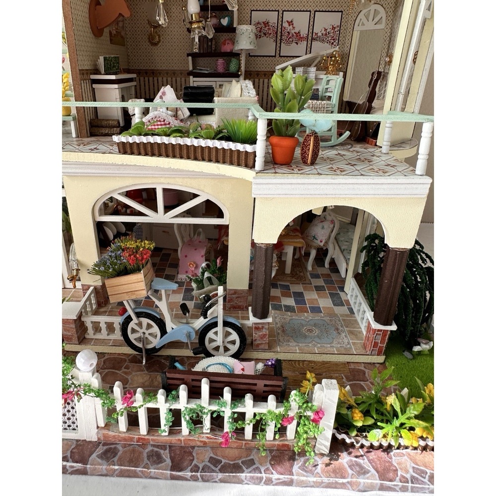 Built DIY Miniature Dollhouse Countryside Estate 3-Story Villa Model Light Up - Picture 6 of 16